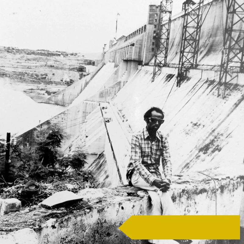 M. Eshwariah on field work at Srisailam Dam